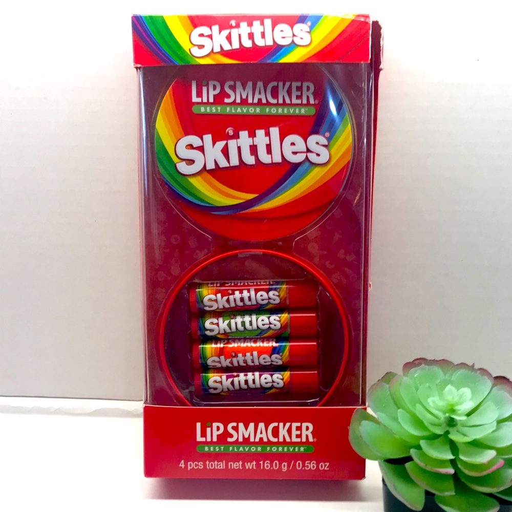 New Skittles Lip Smacker Balm 4 Pack plus Tin